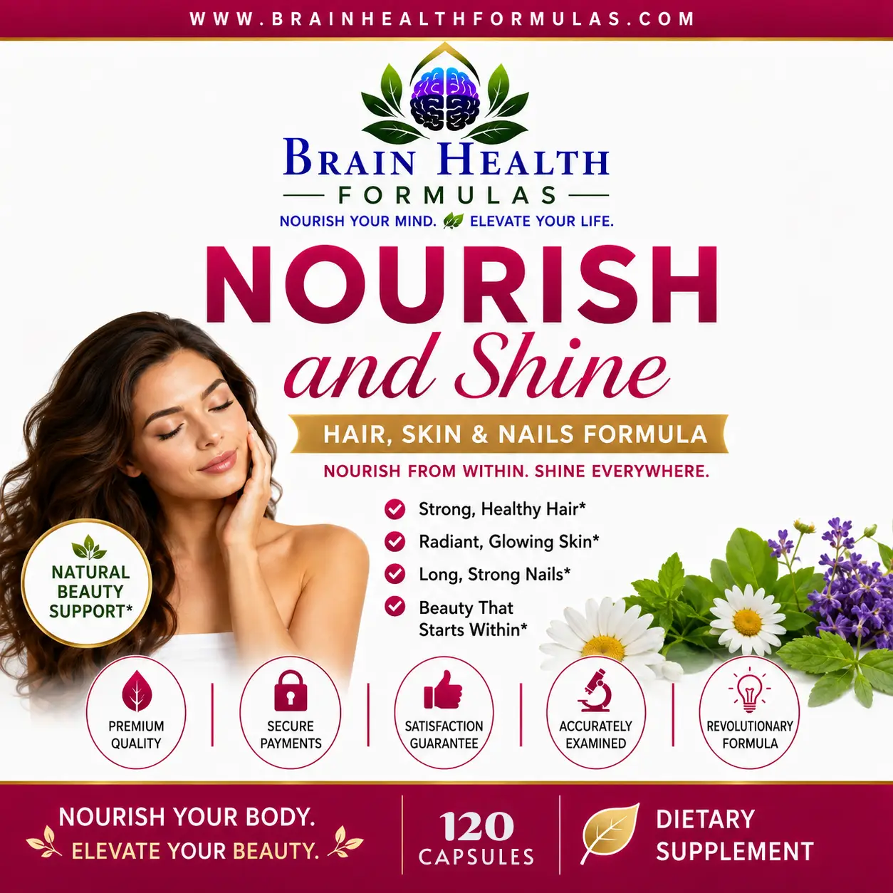 Brain Health Formulas Nourish And Shine Hair Skin & Nails Formula Brain Health Formulas Nourish And Shine Hair Skin & Nails Formula
