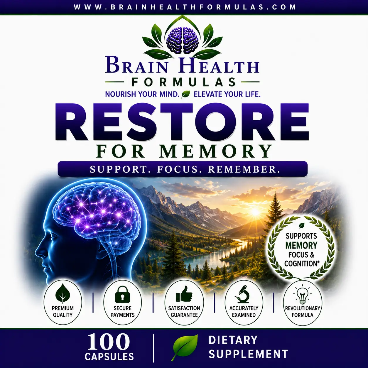 Brain Health Formulas Restore For Memory Support Focus Remember Brain Health Formulas Restore For Memory Support Focus Remember