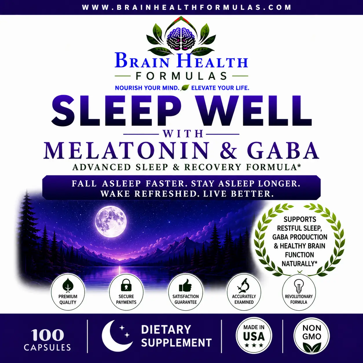 Brain Health Formulas Sleep Well With Melatonin & Gaba Fall Asleep Faster Stay Asleep Longer Wake Refreshed Live Better Brain Health Formulas Sleep Well With Melatonin & Gaba Fall Asleep Faster Stay Asleep Longer Wake Refreshed Live Better