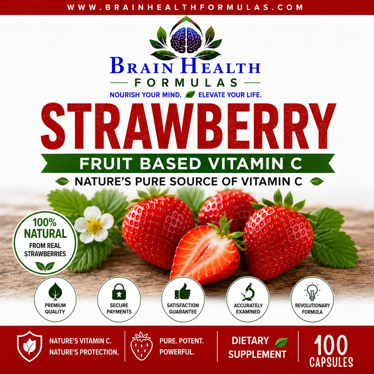 Brain Health Formulas Strawberry Fruit Based Vitamin C Brain Health Formulas Strawberry Fruit Based Vitamin C